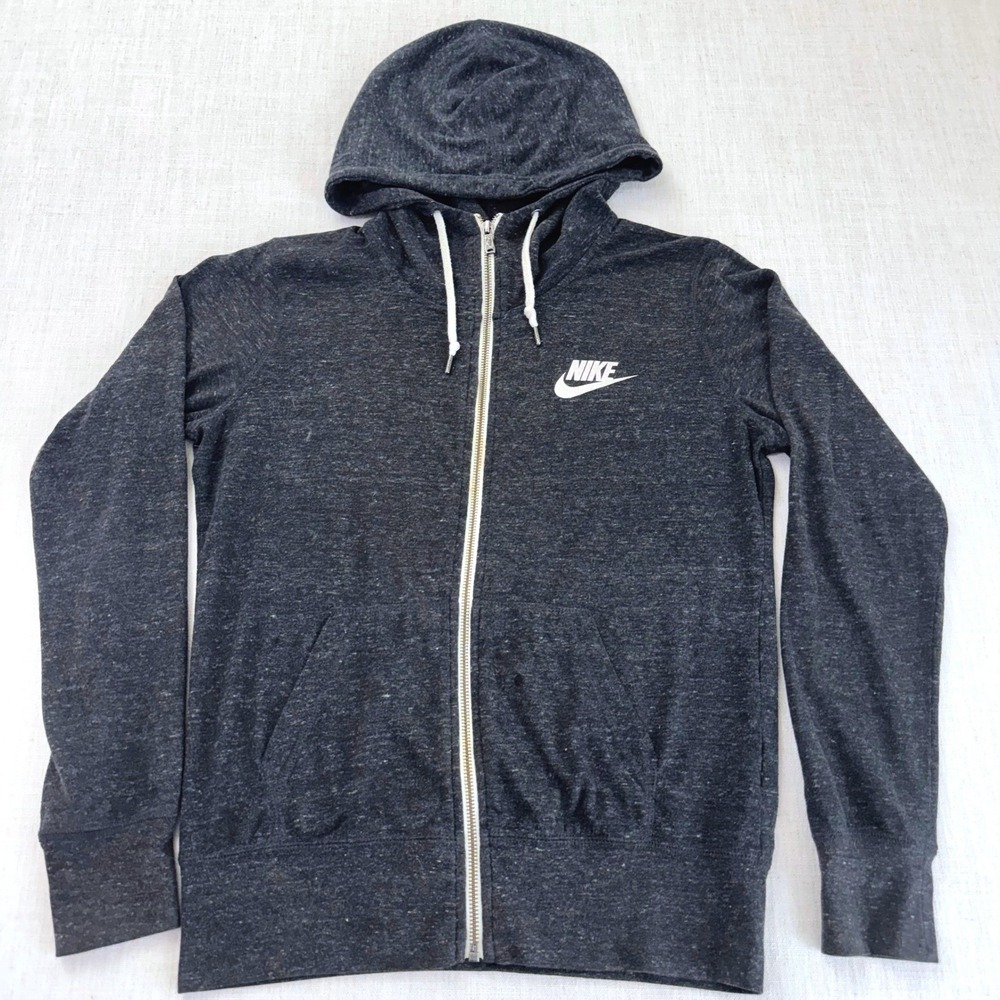 Nike Sportswear Gym Vintage Full Zip Hoodie Charcoal Grey Men's Medium
